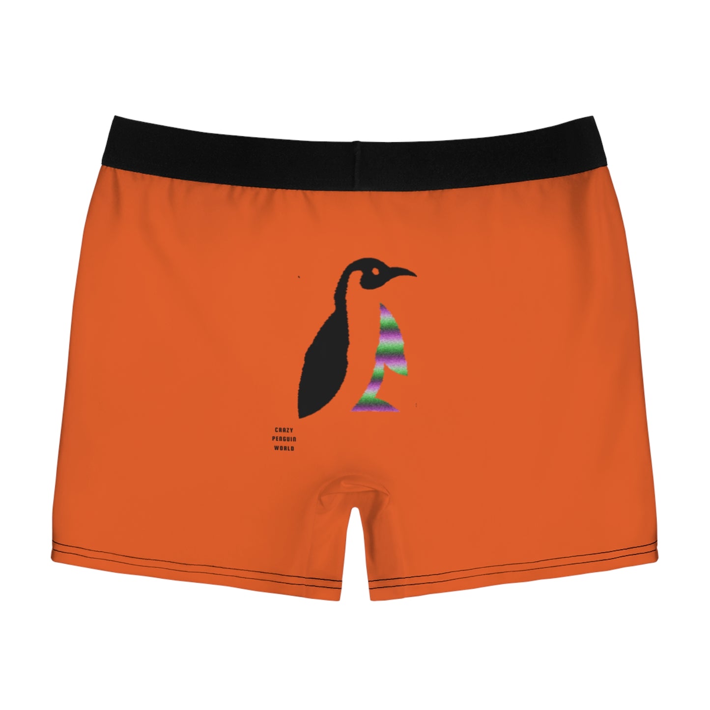 Men's Boxer Briefs: Crazy Penguin World Logo Orange