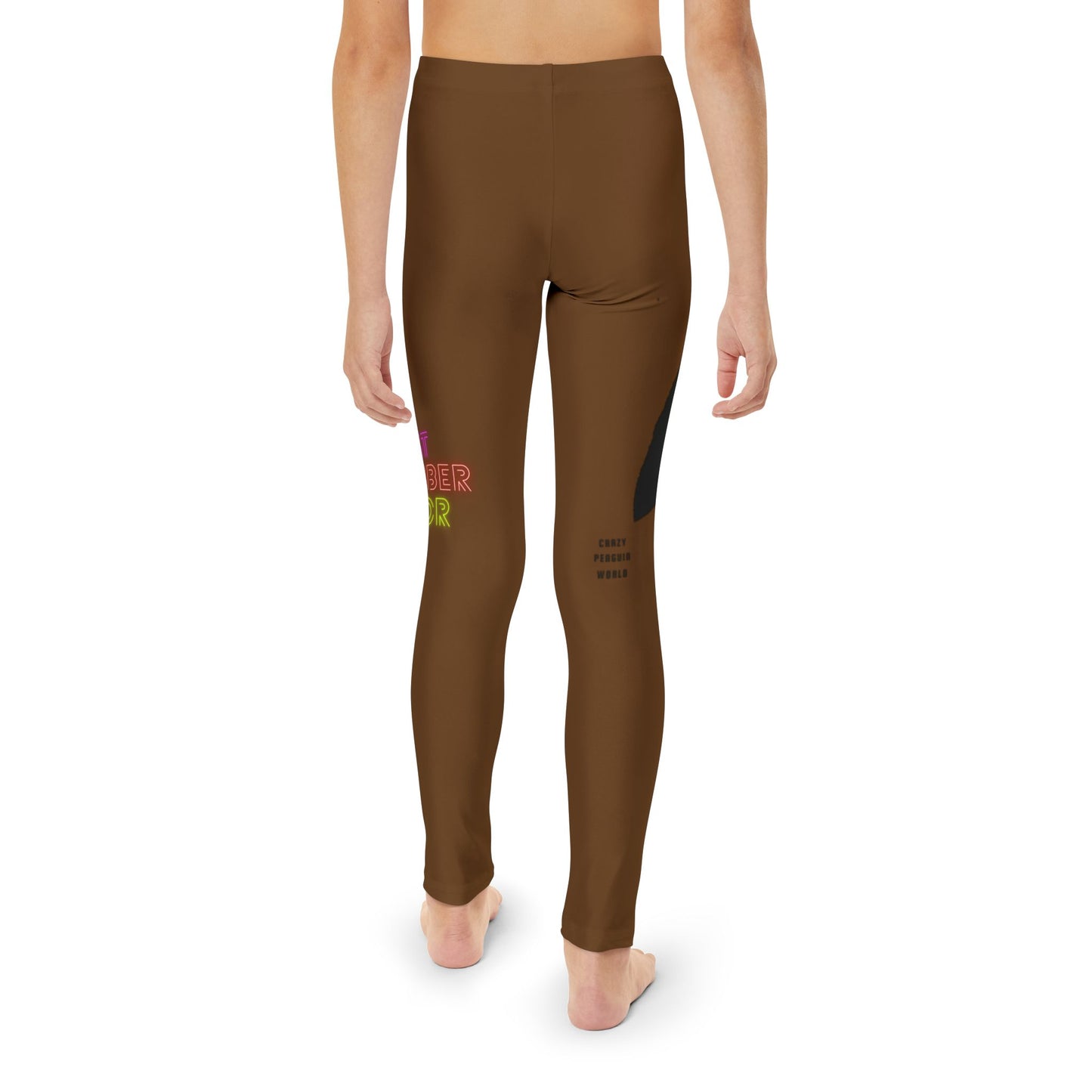 Youth Full-Length Leggings: Crazy Penguin World Logo Brown