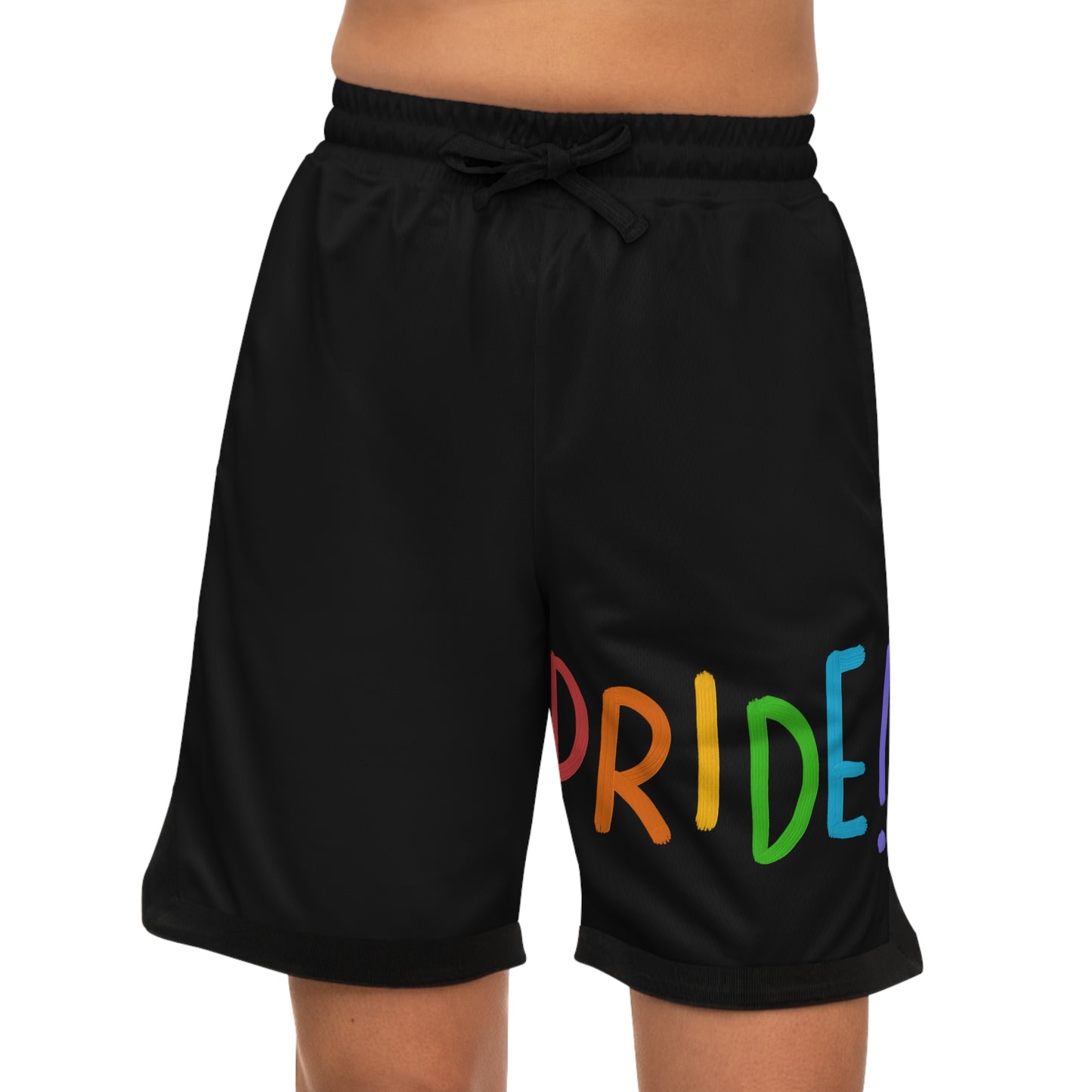 Basketball Rib Shorts: LGBTQ Pride Black