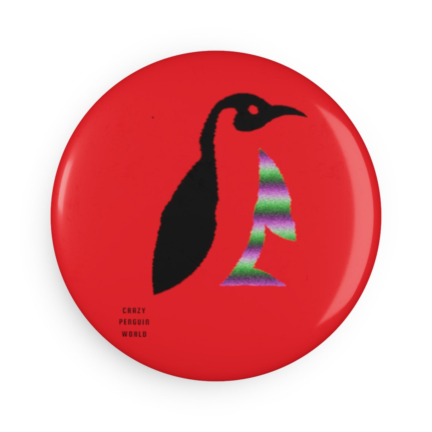 Button Magnet, Round (1 & 10 pcs): Crazy Penguin World Logo Red
