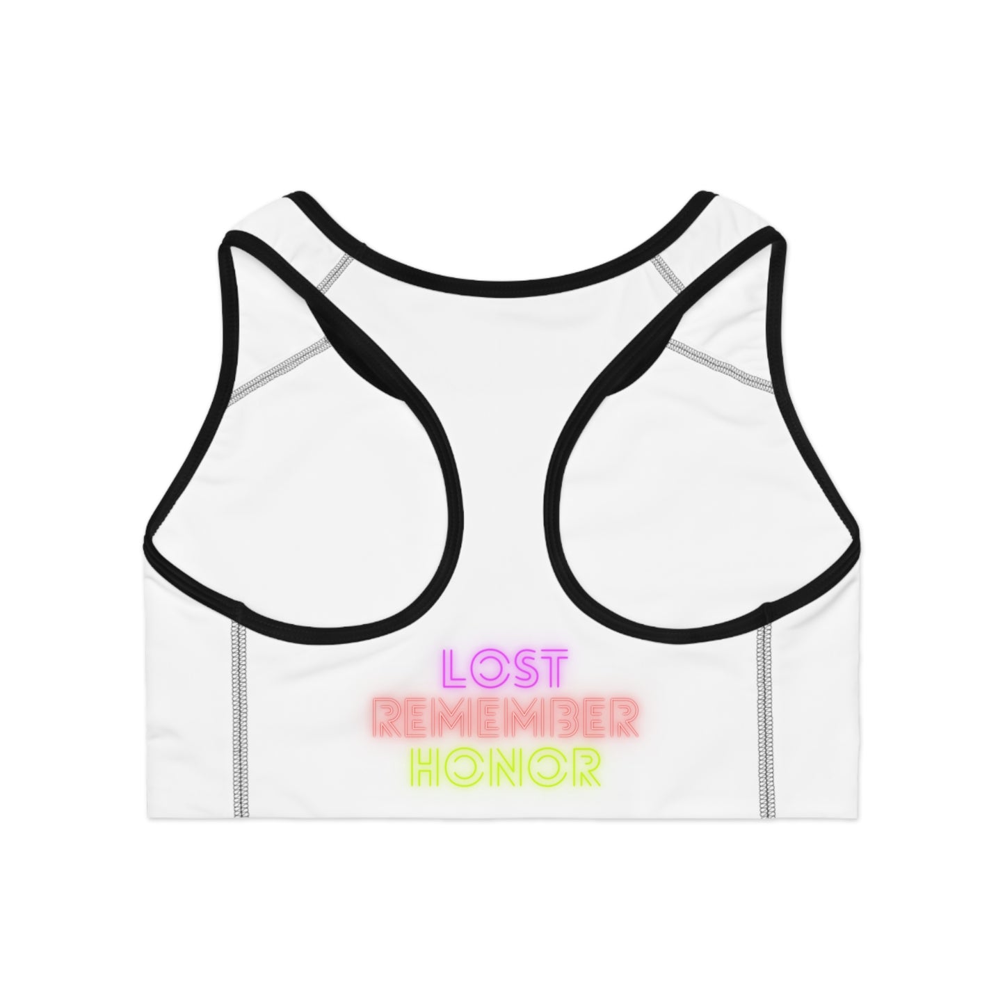 Sports Bra: Crazy Penguin World Logo White