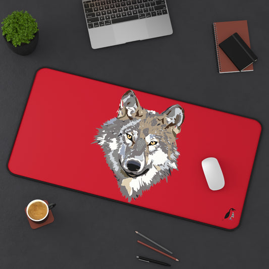 Desk Mat: Wolves Dark Red