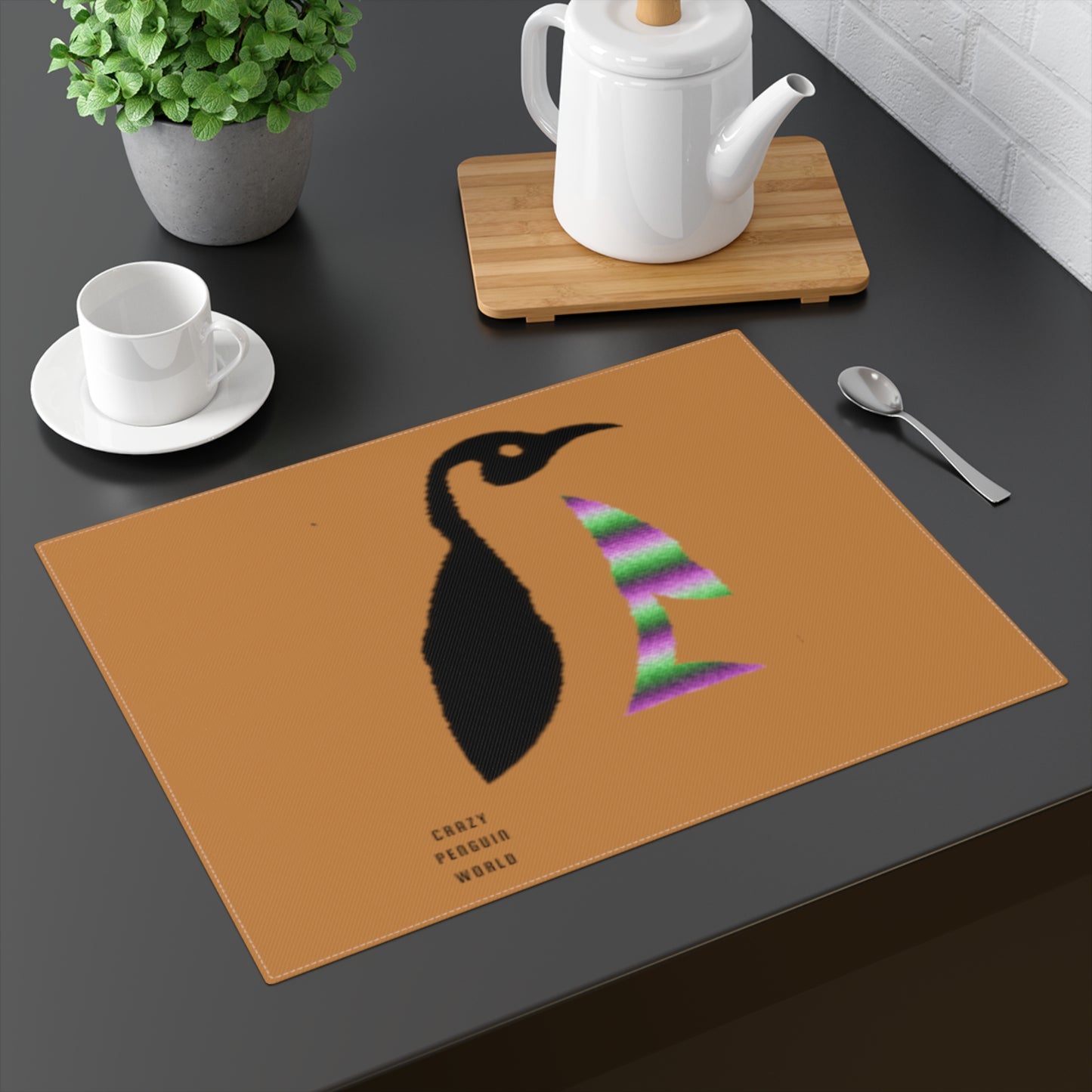 Placemat, 1pc: Crazy Penguin World Logo Lite Brown