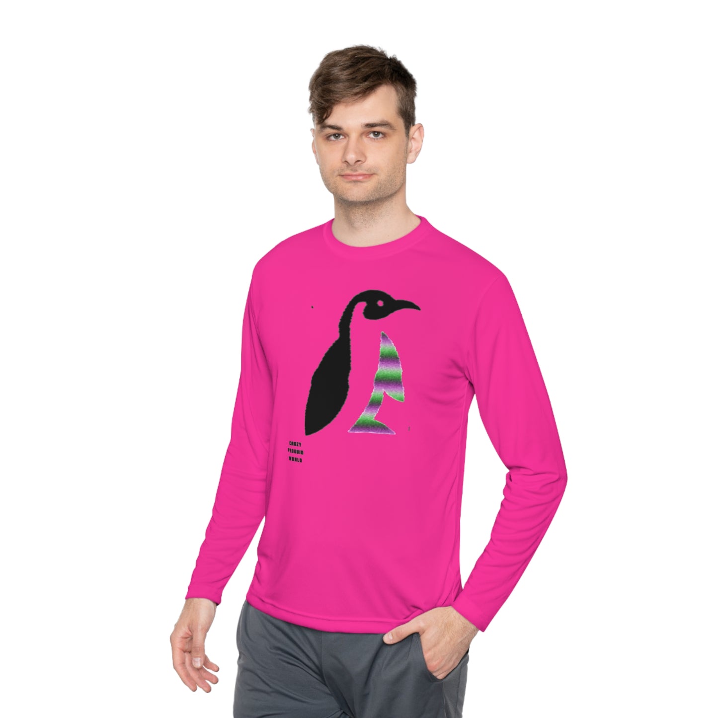 Lightweight Long Sleeve Tee: Crazy Penguin World Logo #2