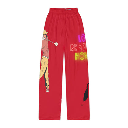 Kids Pajama Pants: Golf Dark Red