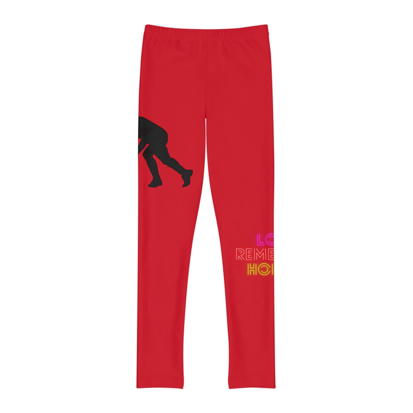 Youth Full-Length Leggings: Hockey Dark Red