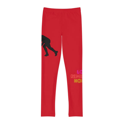 Youth Full-Length Leggings: Hockey Dark Red