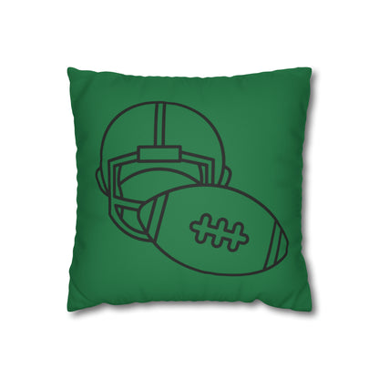 Faux Suede Square Pillow Case: Football Dark Green