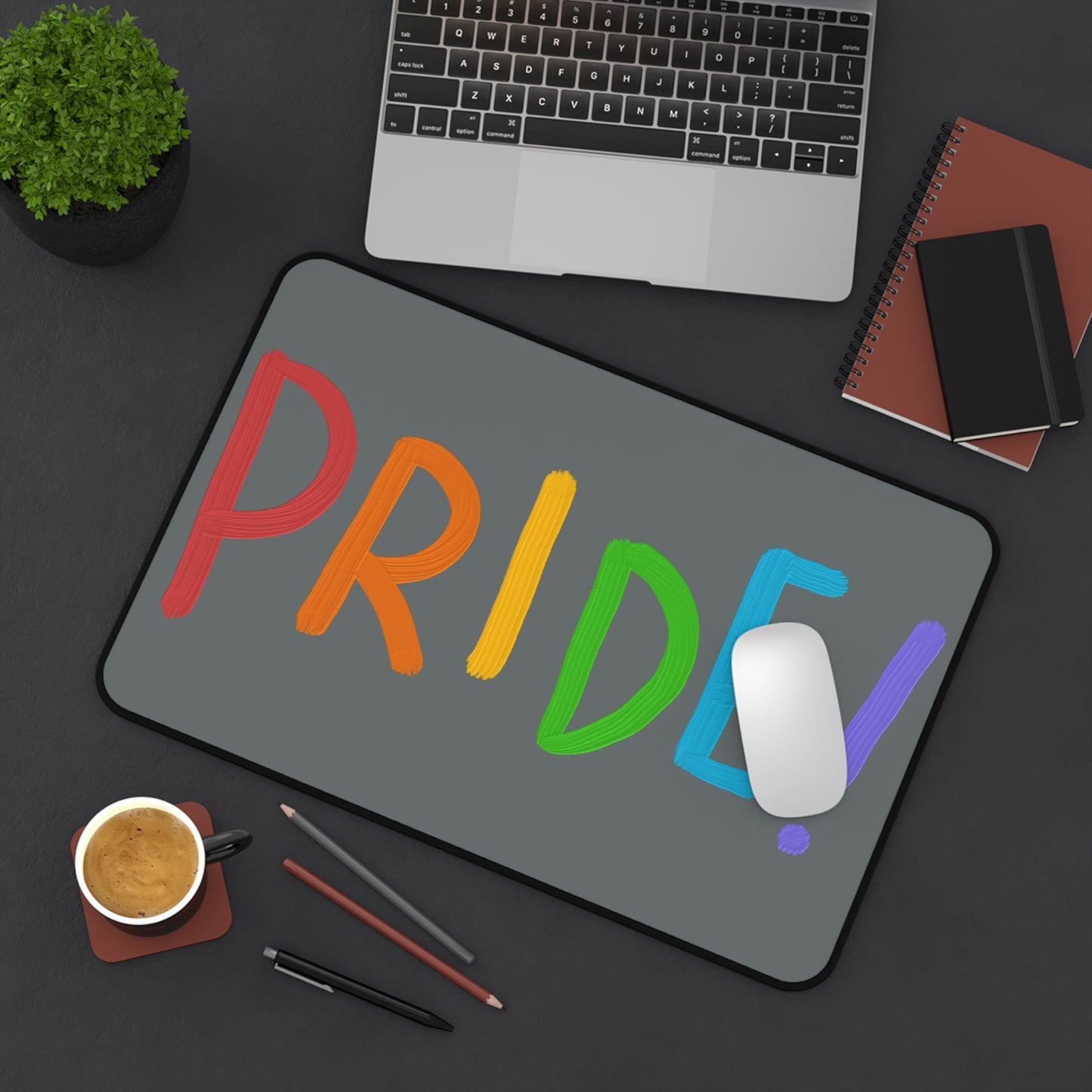 Desk Mat: LGBTQ Pride Dark Grey