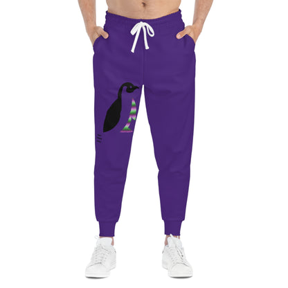 Athletic Joggers: Crazy Penguin World Logo Purple