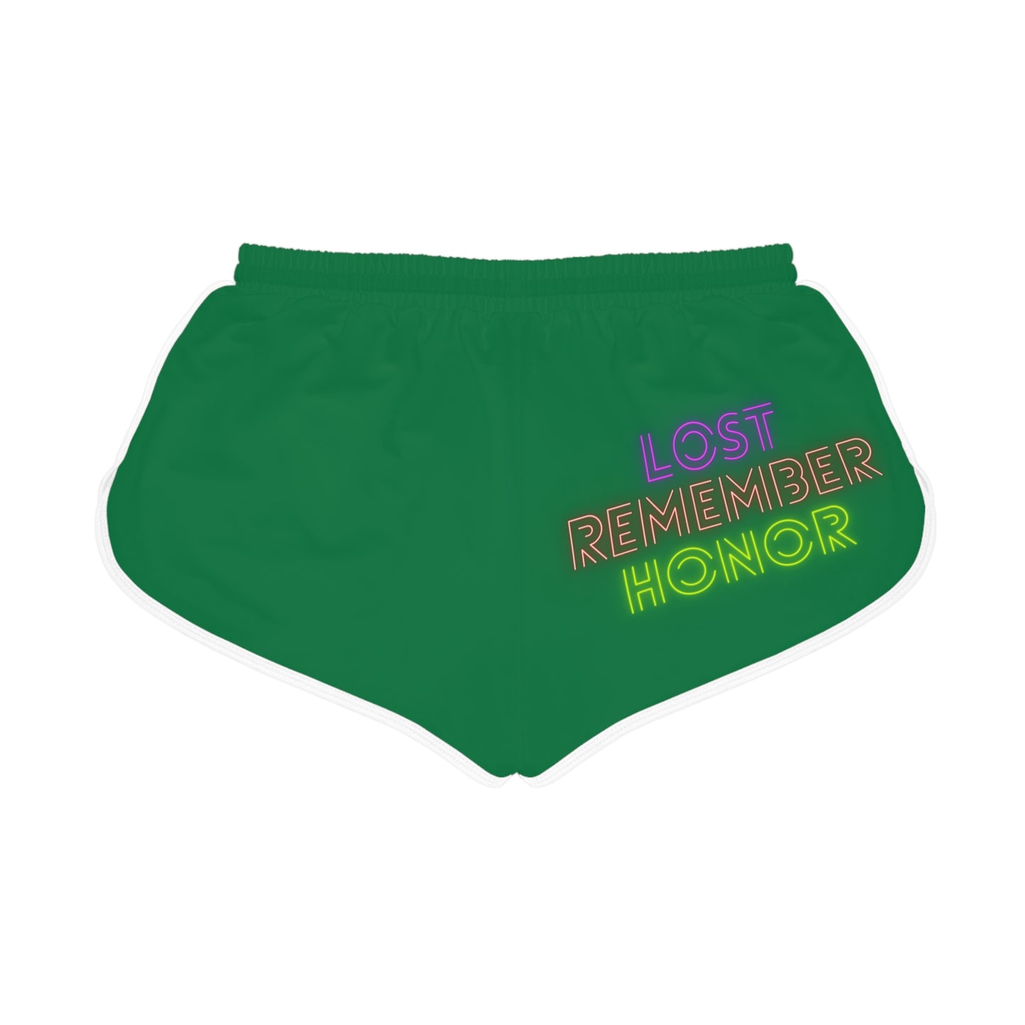 Women's Relaxed Shorts: Crazy Penguin World Logo Dark Green