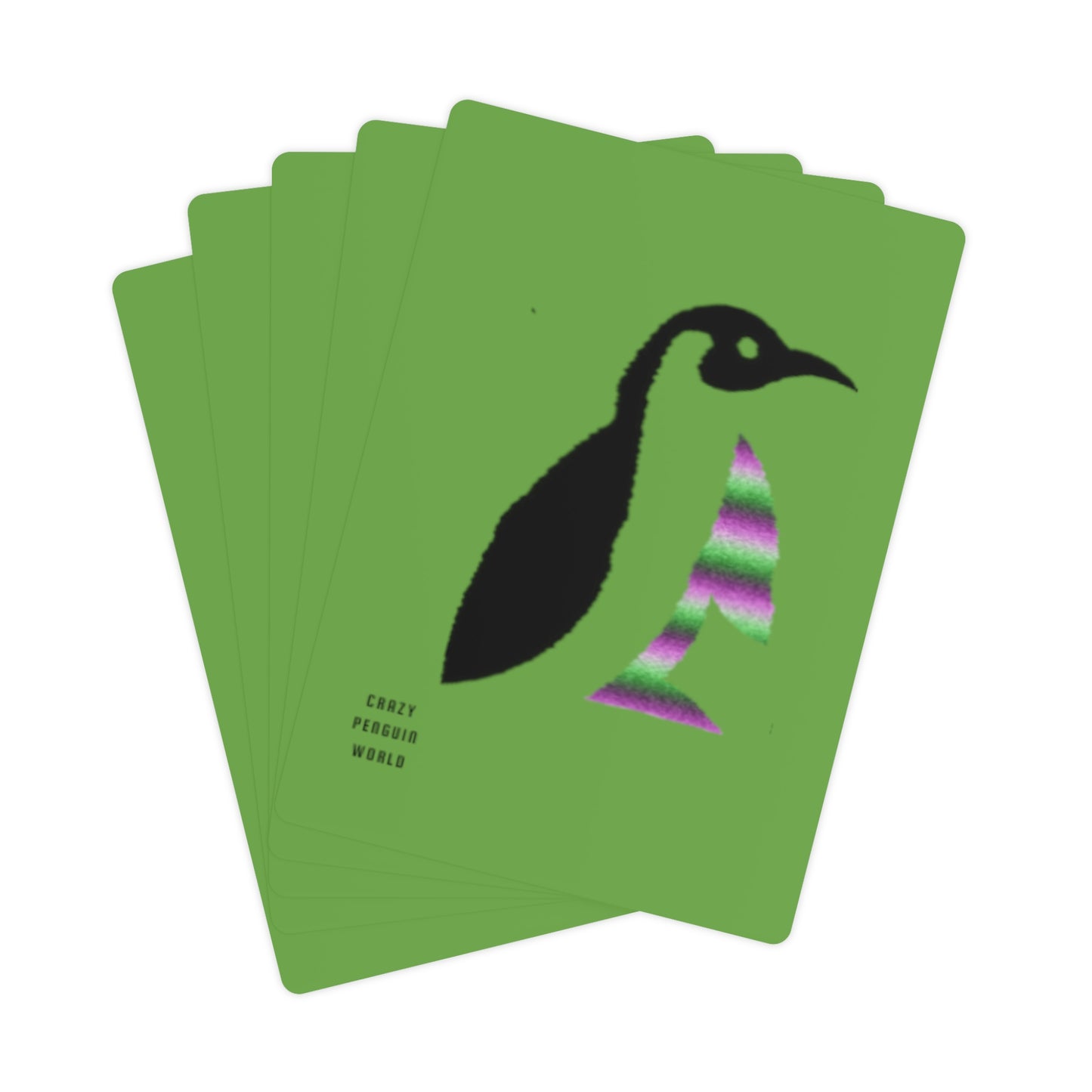 Poker Cards: Crazy Penguin World Logo Green