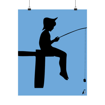 Premium Matte Vertical Posters: Fishing Lite Blue