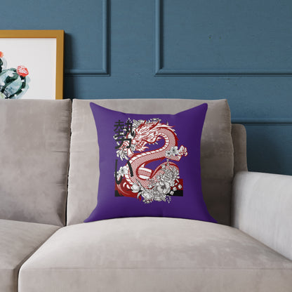 Spun Polyester Pillow: Dragons Purple