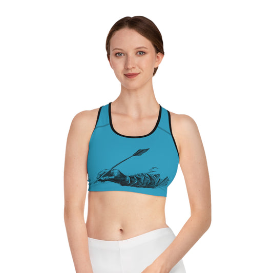 Sports Bra: Writing Turquoise