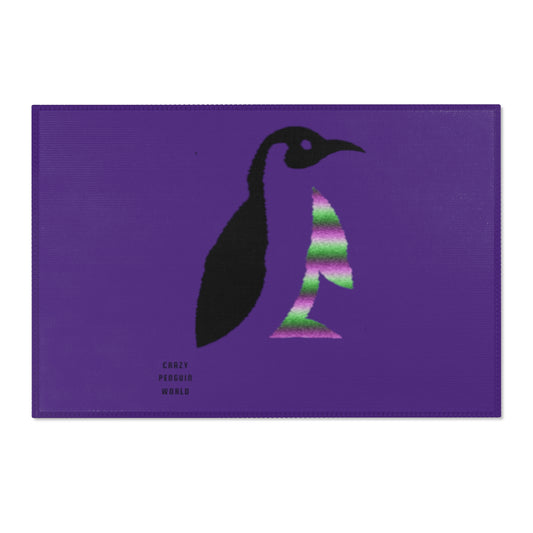 Area Rug (Rectangle): Crazy Penguin World Logo Purple