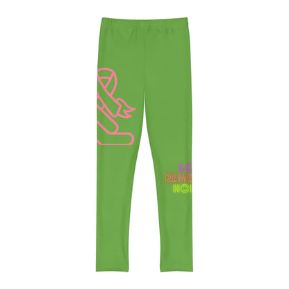 Youth Full-Length Leggings: Fight Cancer Green