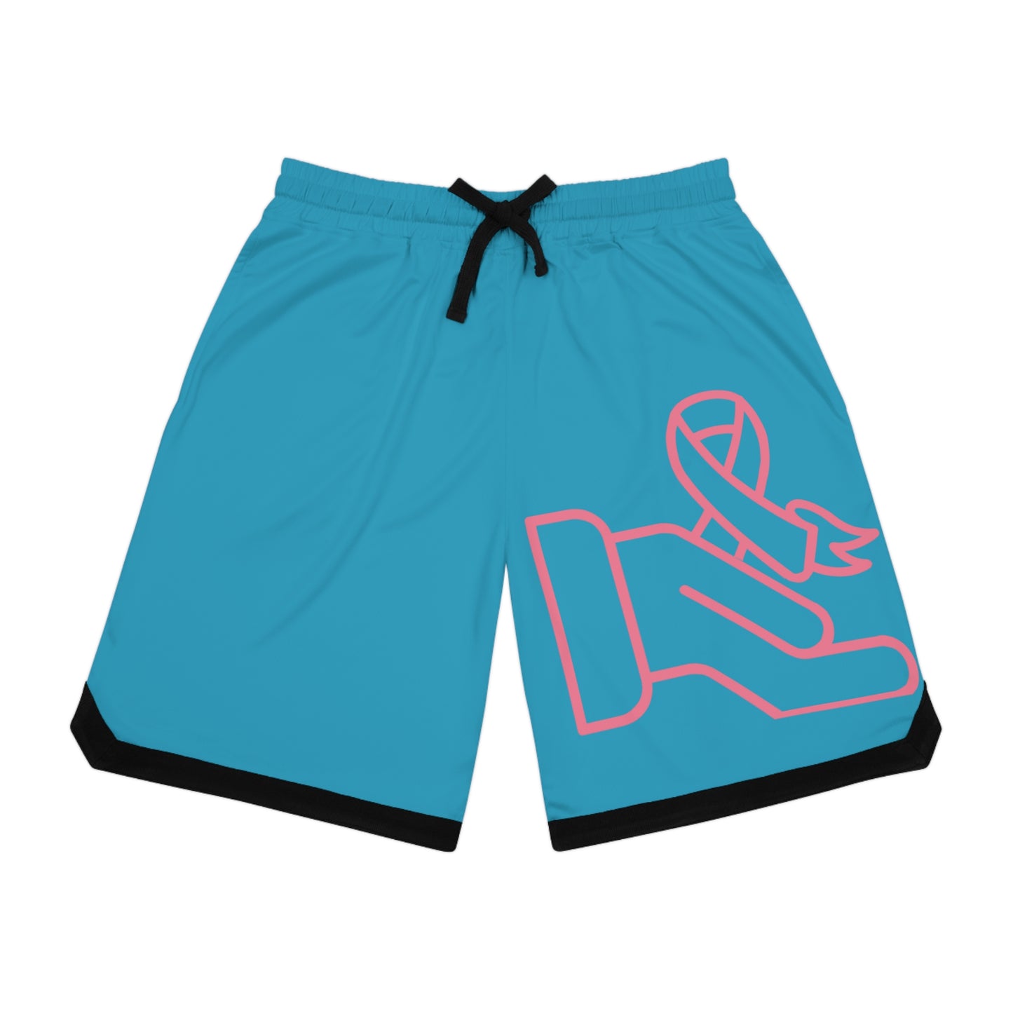 Basketball Rib Shorts: Fight Cancer Turquoise