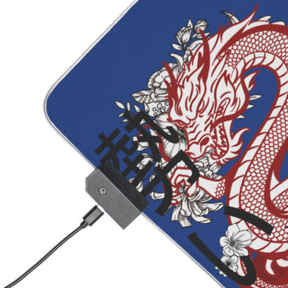 LED Gaming Mouse Pad: Dragons Dark Blue