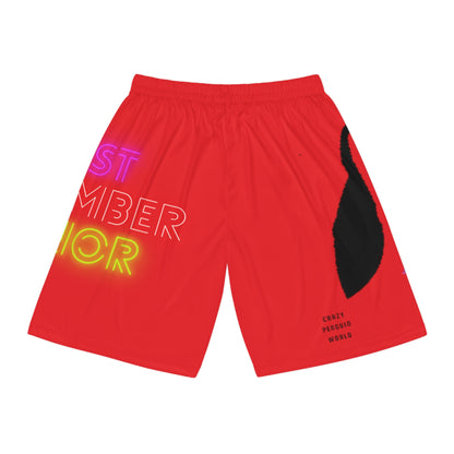 Basketball Shorts: Crazy Penguin World Logo Red