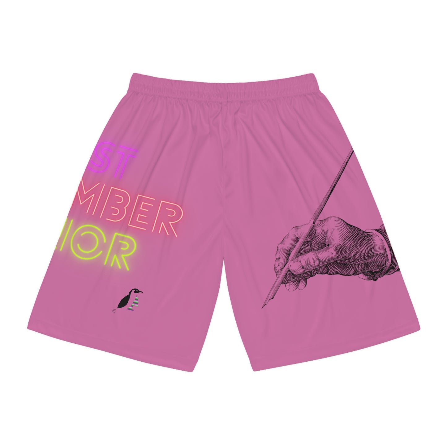 Basketball Shorts: Writing Lite Pink