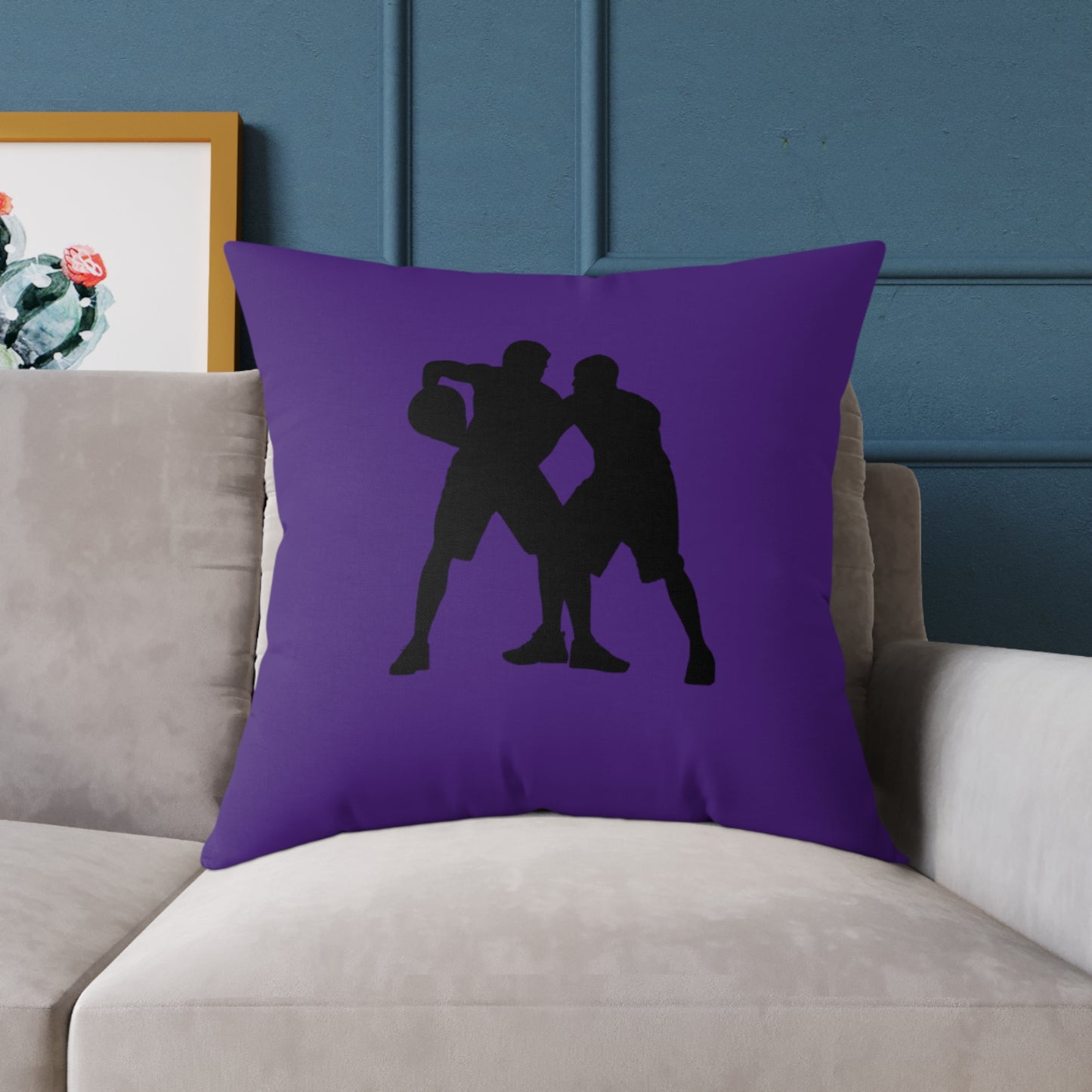 Spun Polyester Pillow: Basketball Purple