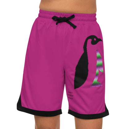 Basketball Rib Shorts: Crazy Penguin World Logo Pink