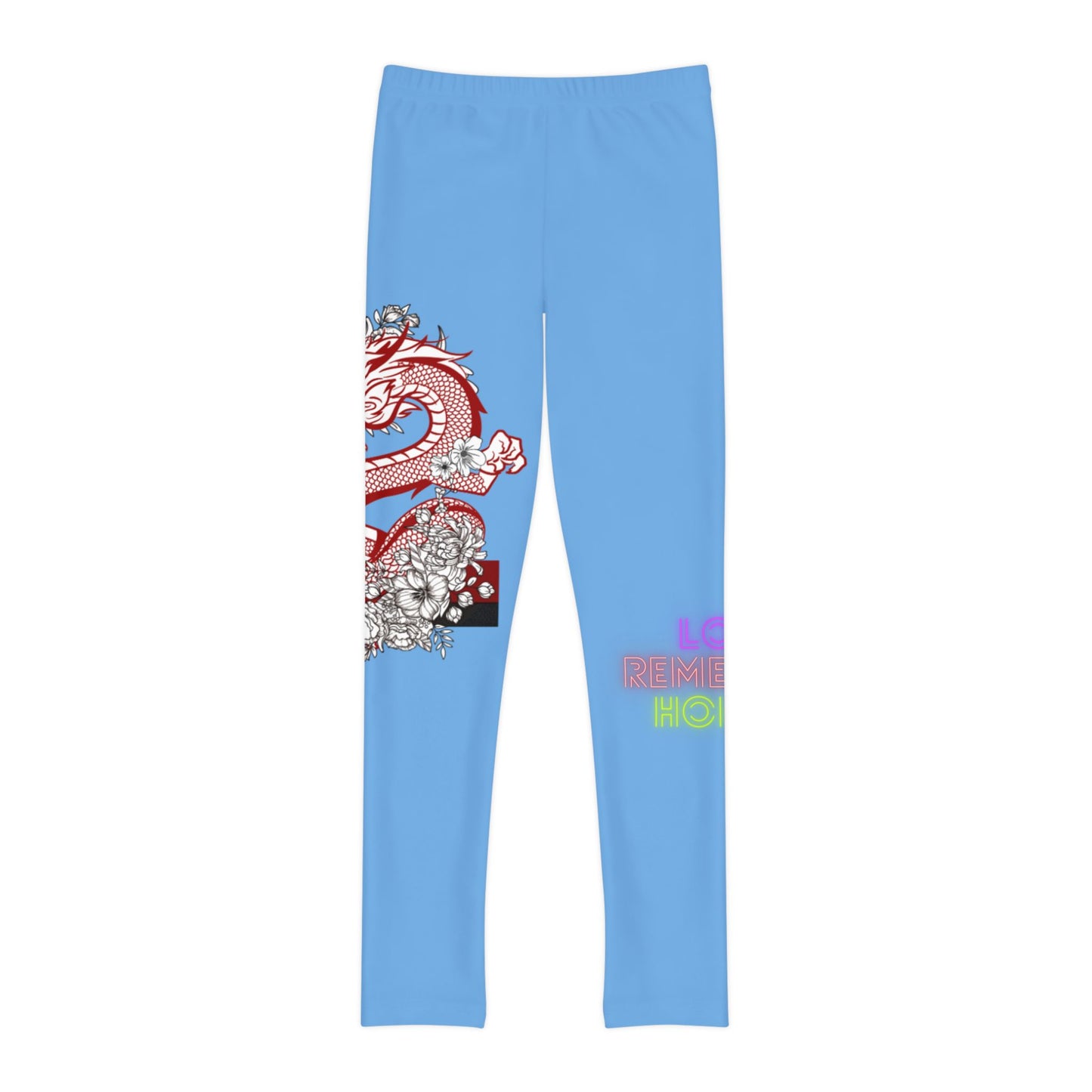 Youth Full-Length Leggings: Dragons Lite Blue