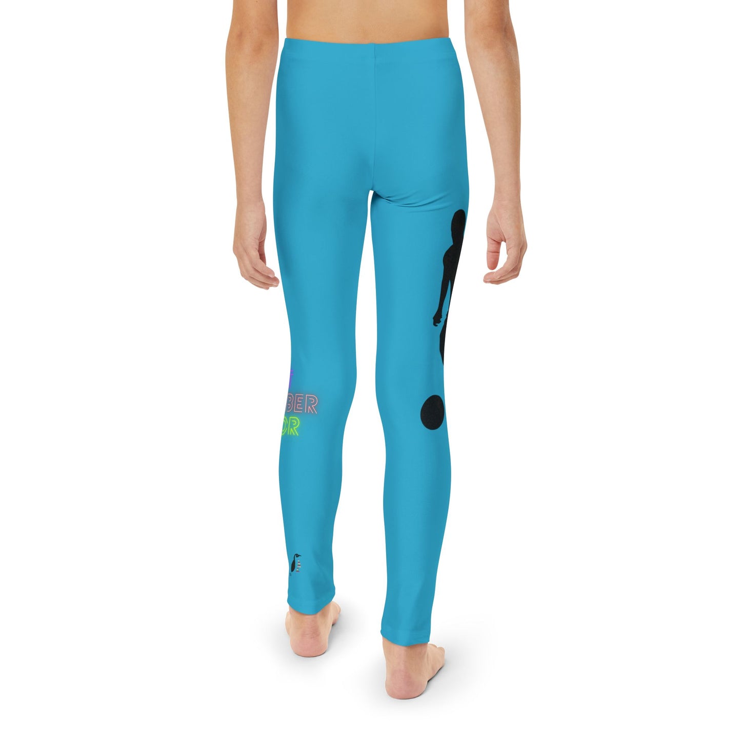 Youth Full-Length Leggings: Soccer Turquoise