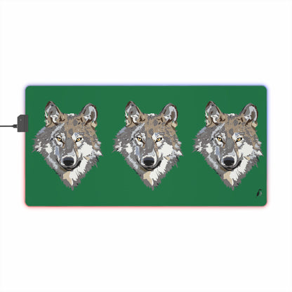 LED Gaming Mouse Pad: Wolves Dark Green