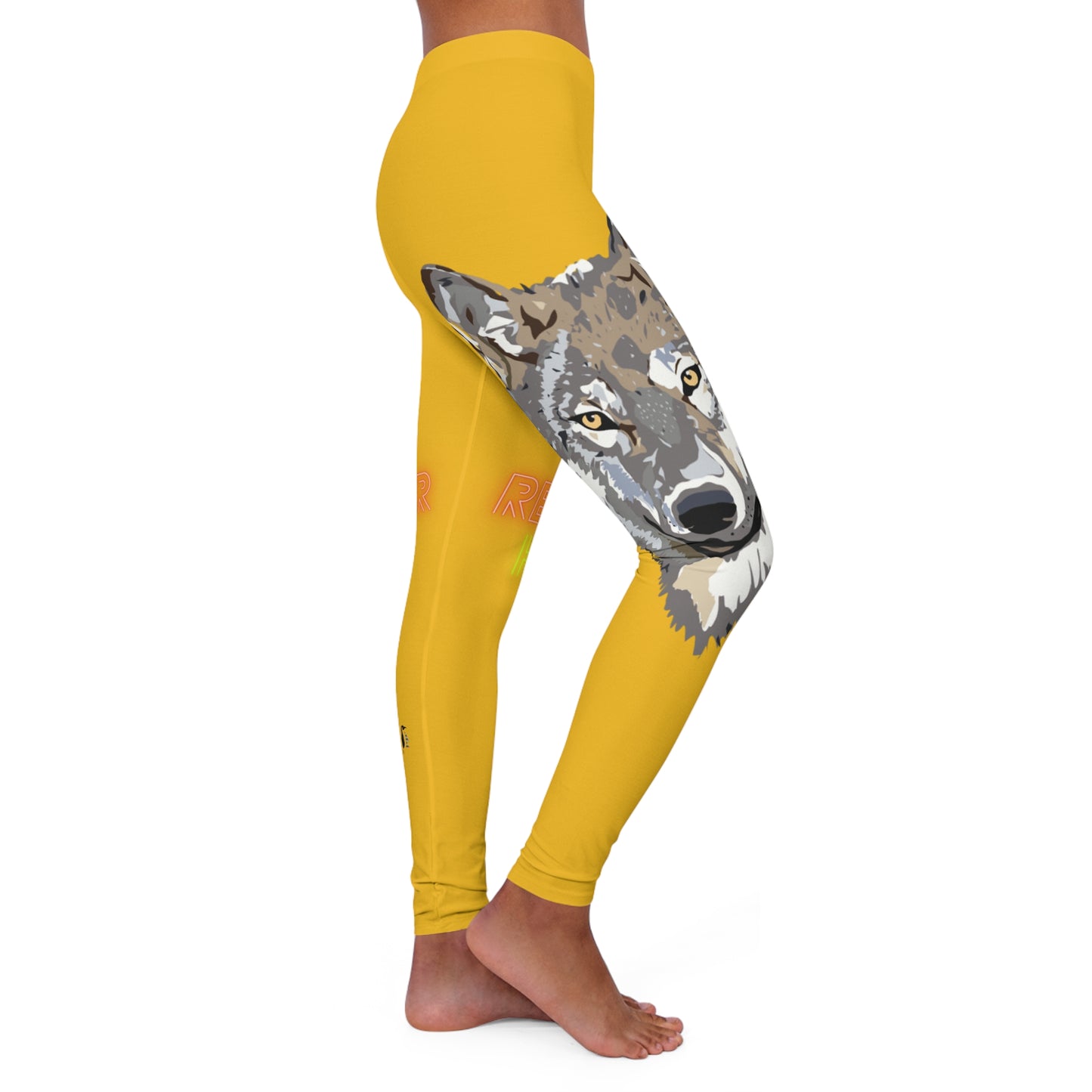 Women's Spandex Leggings: Wolves Yellow