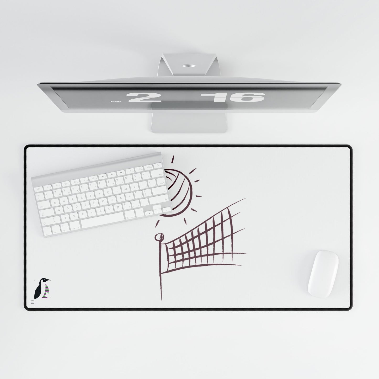 Desk Mats: Volleyball White