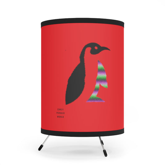 Tripod Lamp with High-Res Printed Shade, US\CA plug: Crazy Penguin World Logo Red