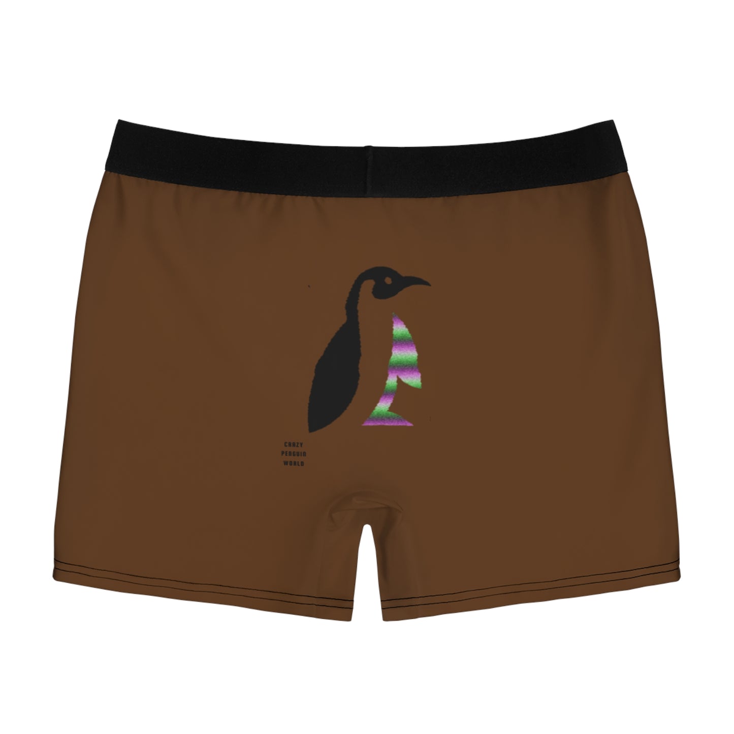 Men's Boxer Briefs: Crazy Penguin World Logo Brown