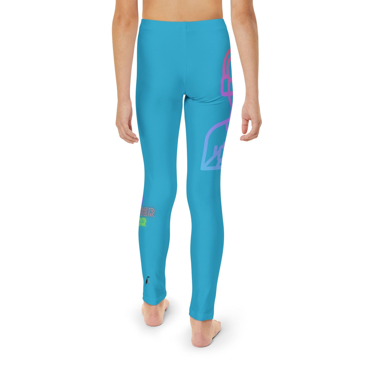 Youth Full-Length Leggings: Gaming Turquoise