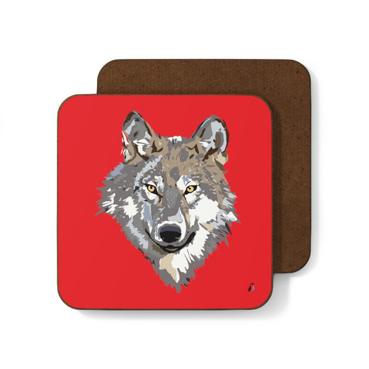 Hardboard Back Coaster: Wolves Red