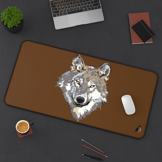 Desk Mat: Wolves Brown