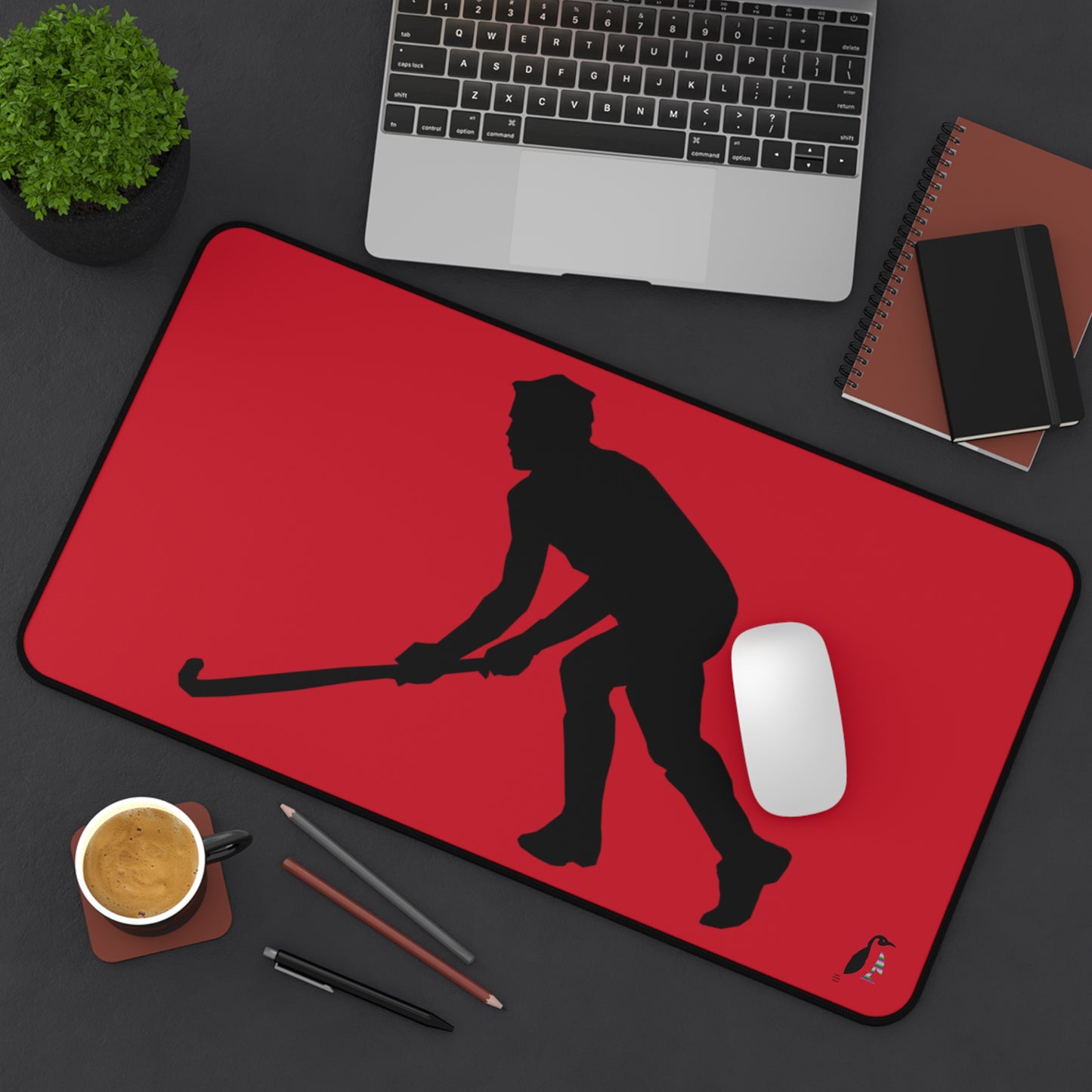 Desk Mat: Hockey Dark Red