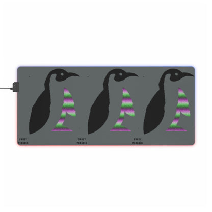 LED Gaming Mouse Pad: Crazy Penguin World Logo Dark Grey