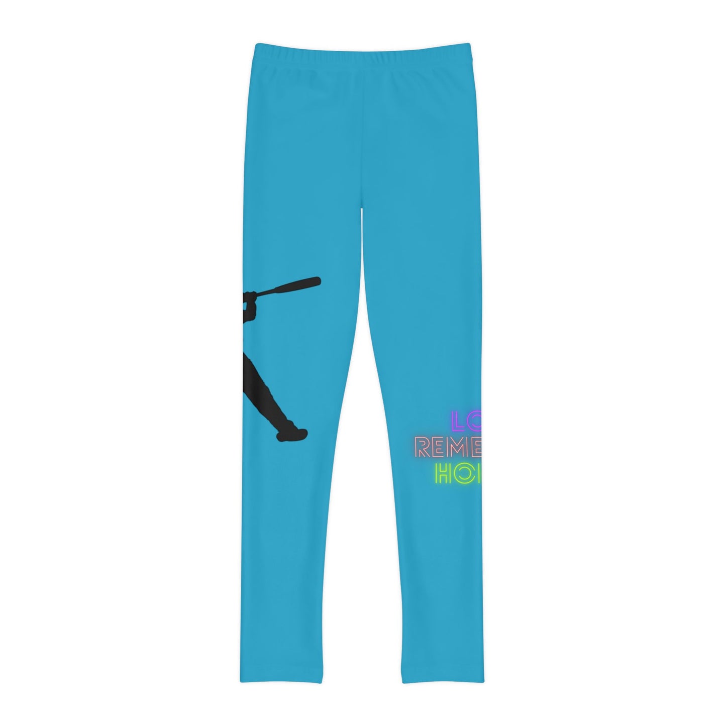 Youth Full-Length Leggings: Baseball Turquoise