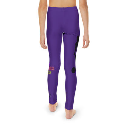 Youth Full-Length Leggings: Soccer Purple