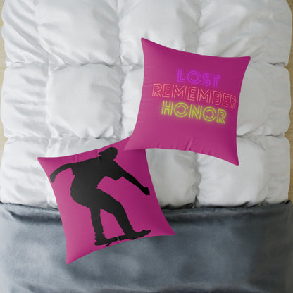 Spun Polyester Pillow: Skateboarding Pink