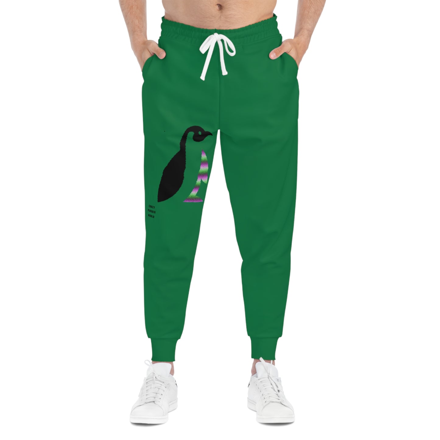 Athletic Joggers: Crazy Penguin World Logo Dark Green