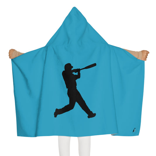 Youth Hooded Towel: Baseball Turquoise