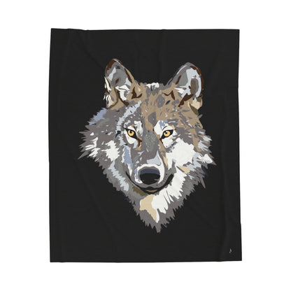 Velveteen Plush Blanket: Wolves Black