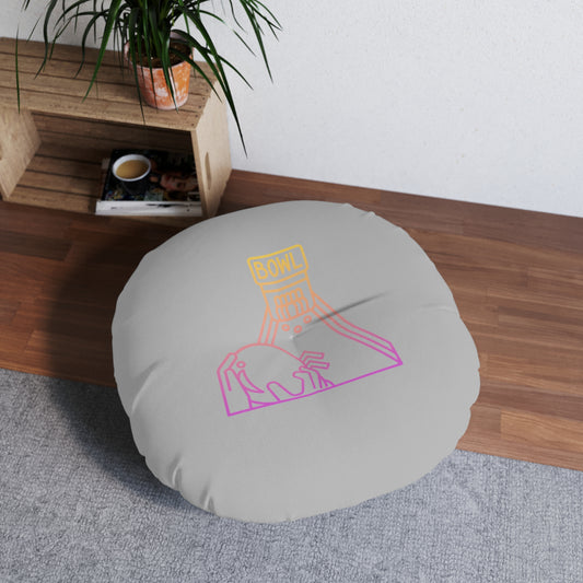 Tufted Floor Pillow, Round: Bowling Lite Grey