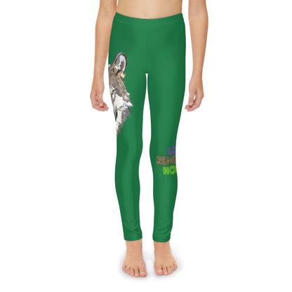 Youth Full-Length Leggings: Wolves Dark Green