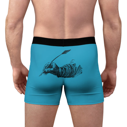 Men's Boxer Briefs: Writing Turquoise