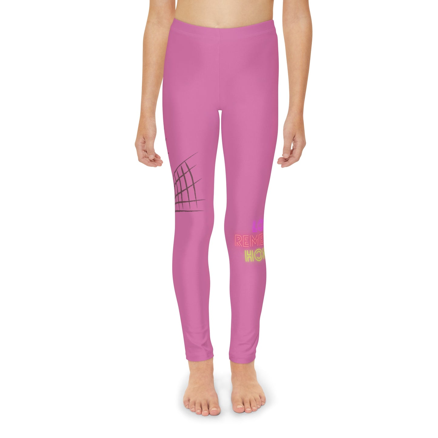 Youth Full-Length Leggings: Volleyball Lite Pink