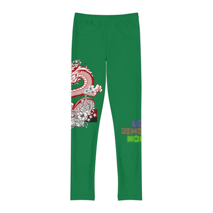 Youth Full-Length Leggings: Dragons Dark Green